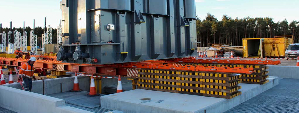 Holmatro Skidding-System beim Verschieben eines Transformators