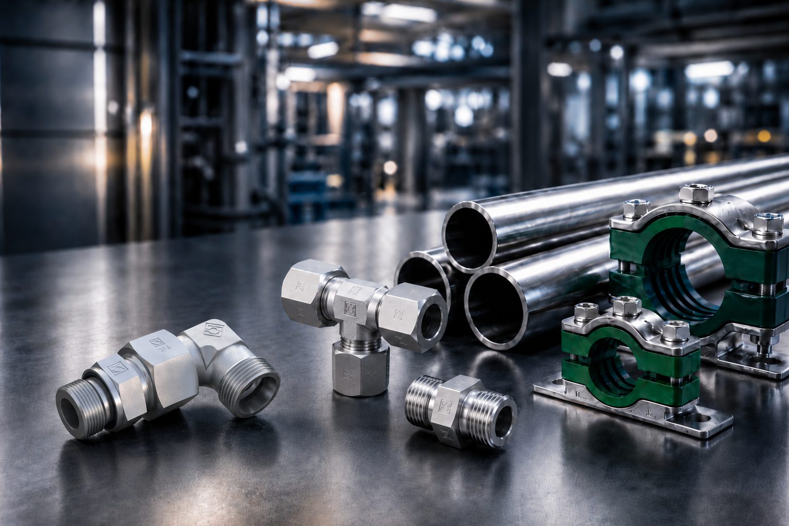 Hydraulische Verbindungstechnik mit Verschraubungen und Rohrschellen