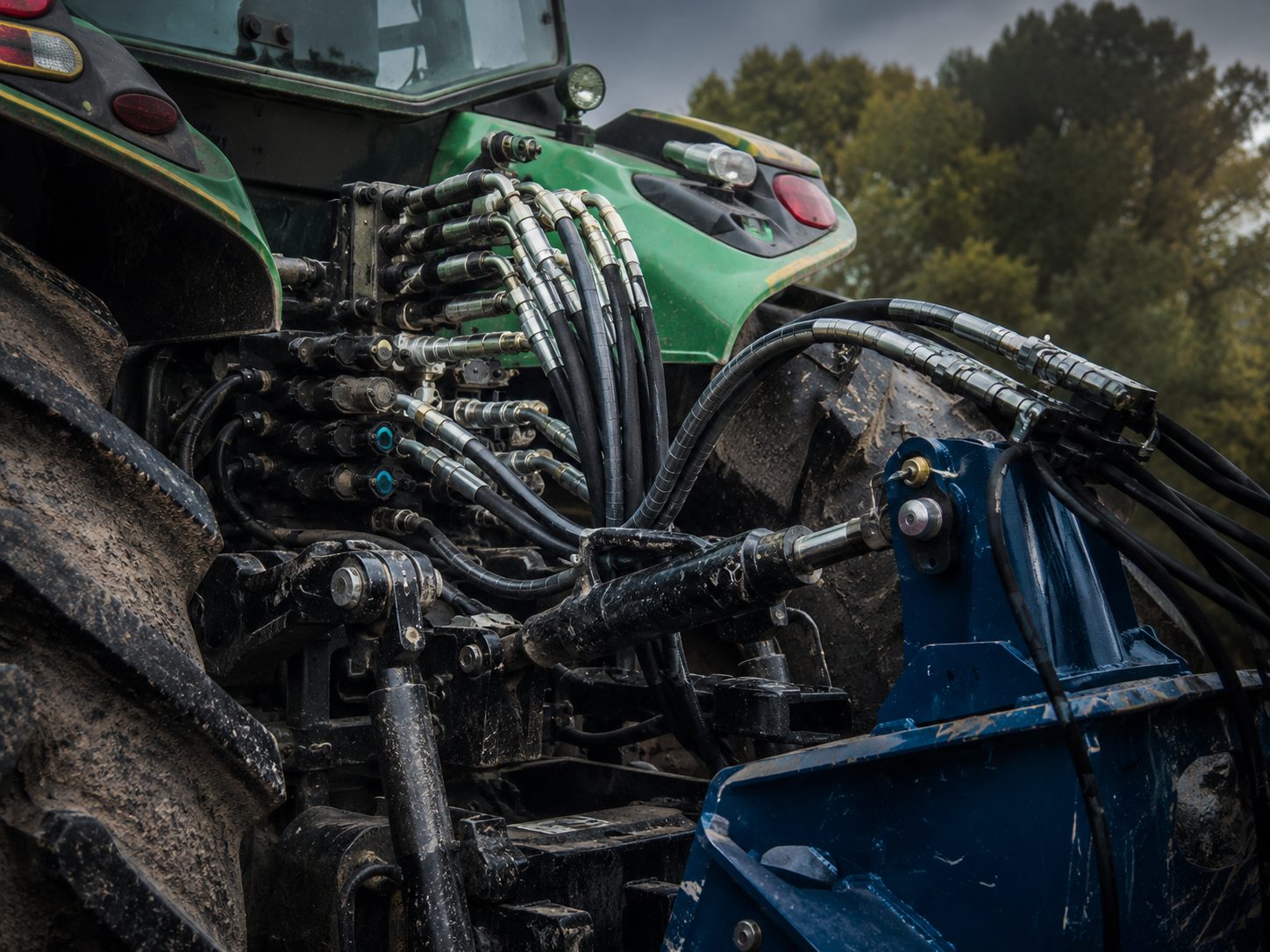 Hydraulikverschraubungen und Schlauchleitungen am Traktor