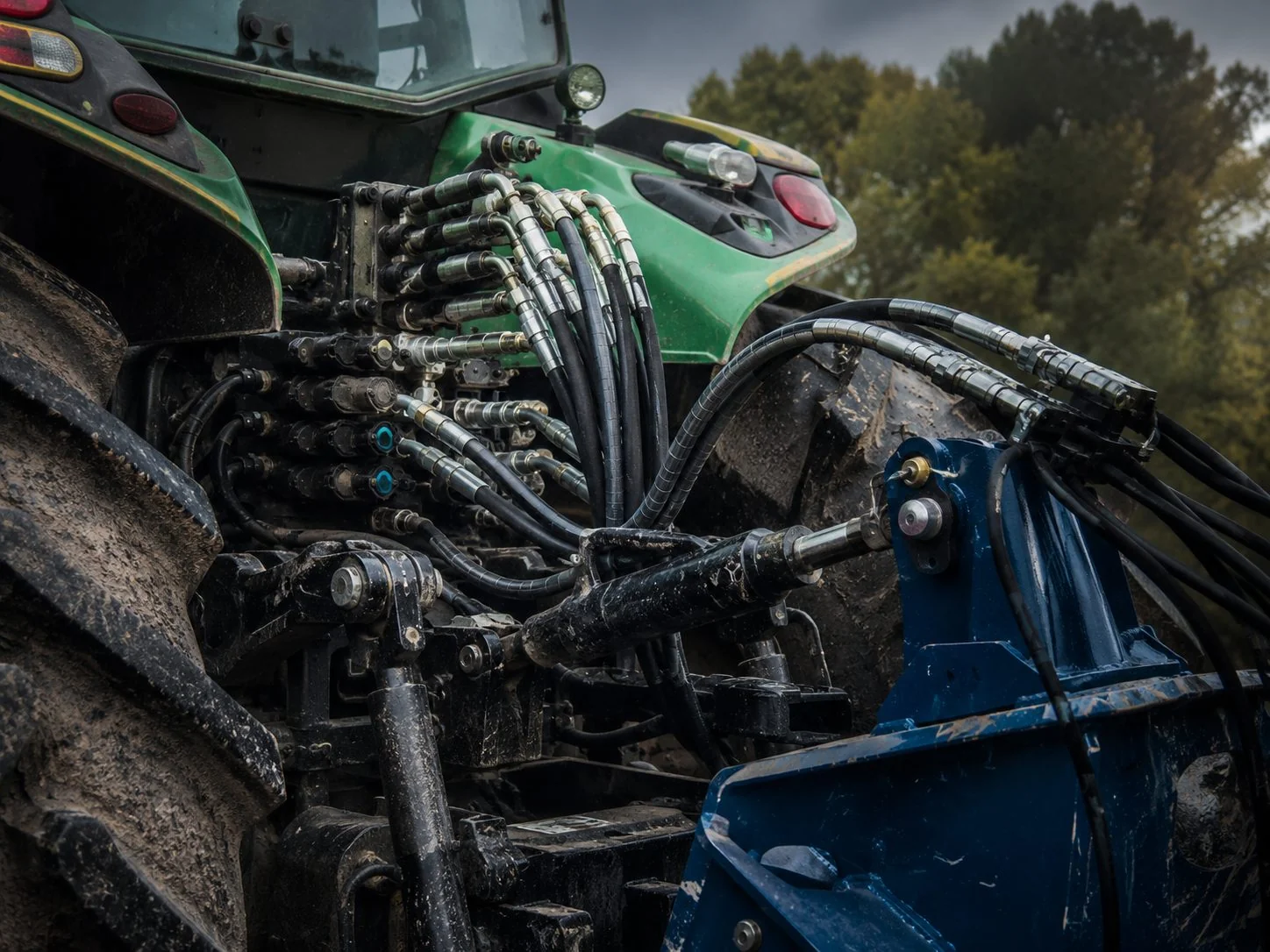Hydraulikverschraubungen und Schlauchleitungen am Traktor